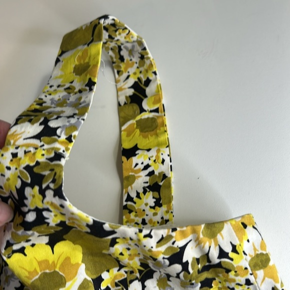 MAGGY LONDON SLEEVELESS COTTON FITTED BUST YELLOW/BLACK FLORAL DRESS SZ 10 - Picture 15 of 15